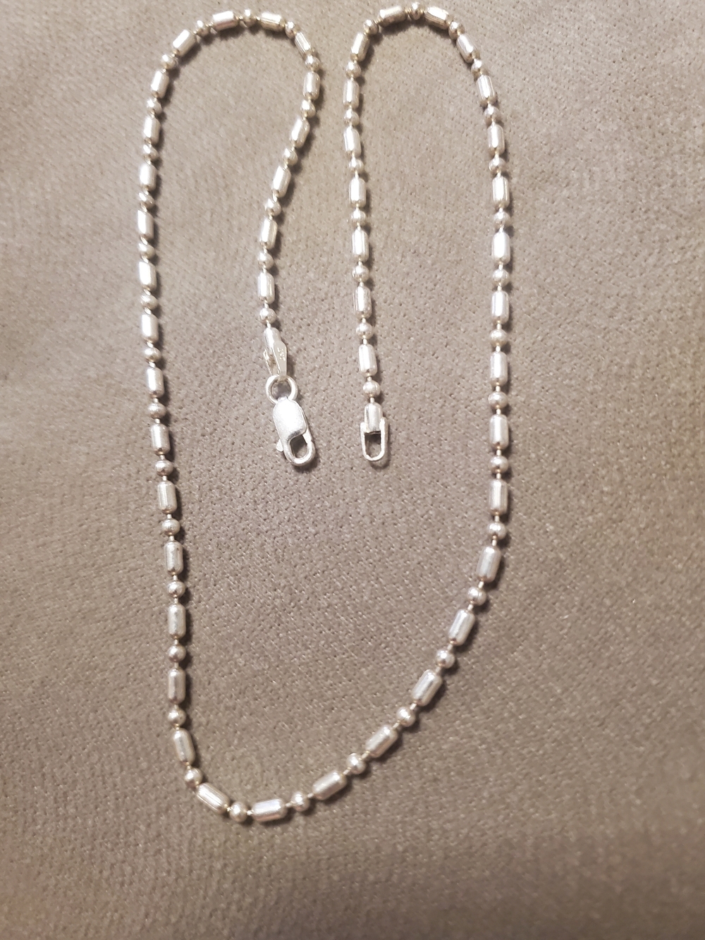 Italy DNT 925 Sterling Silver Beaded Link Necklace MENS